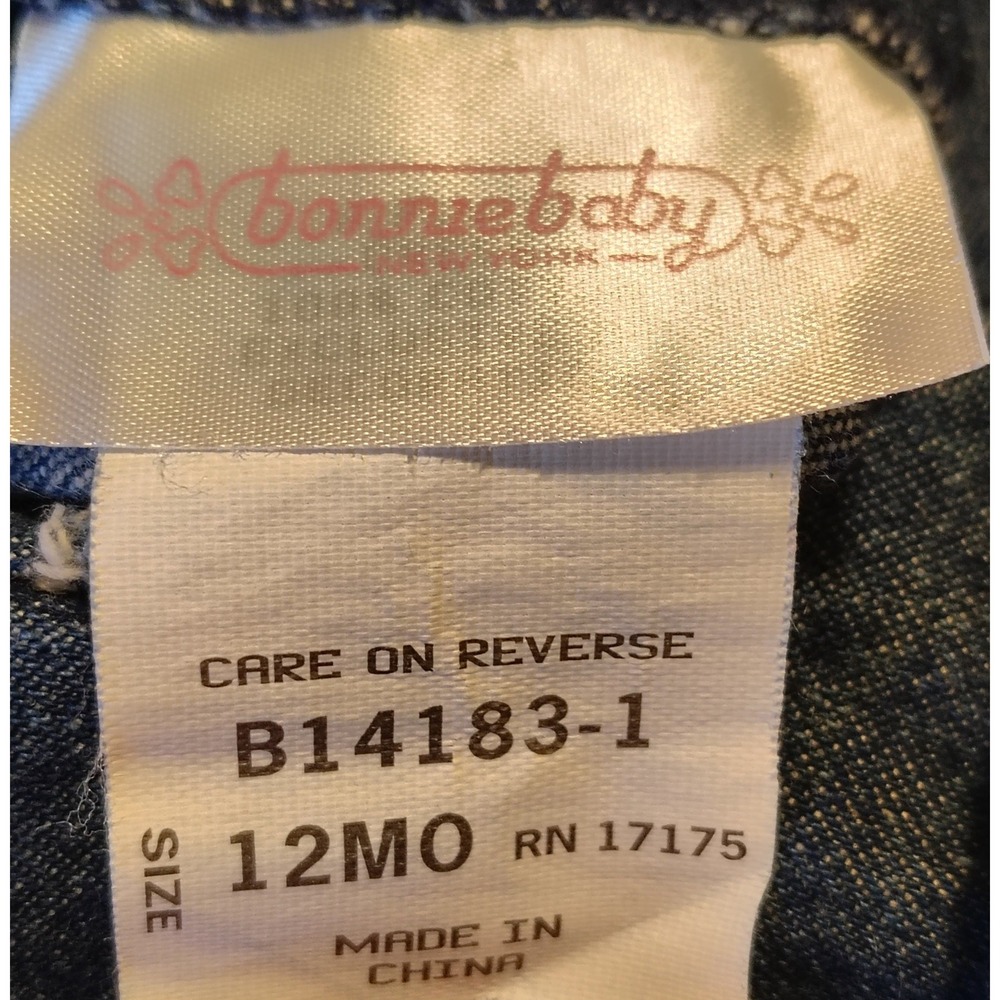 Bonnie Baby Cottagecore Floral Embroidered Denim Dress Girls 12MO Spring Country - Picture 4 of 4